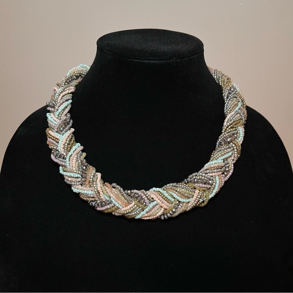 French Fashion Braided Multi-strand Beaded Collar Vintage Necklace - Picture 8 of 10